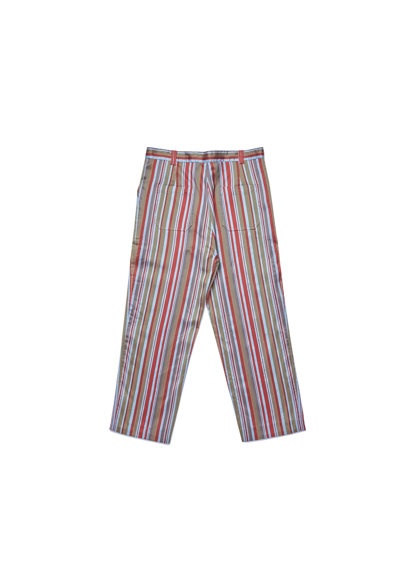 Cotton silk satin striped trousers