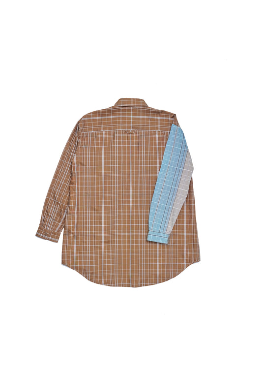 Oversize plaid shirt in checked cotton silk
